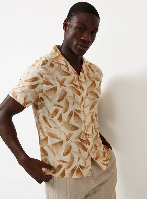 Leaf Print Short Sleeve Shirt XXL